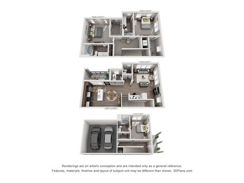 Floor plan for 3 beds, 3.5 baths, 2078 sqft